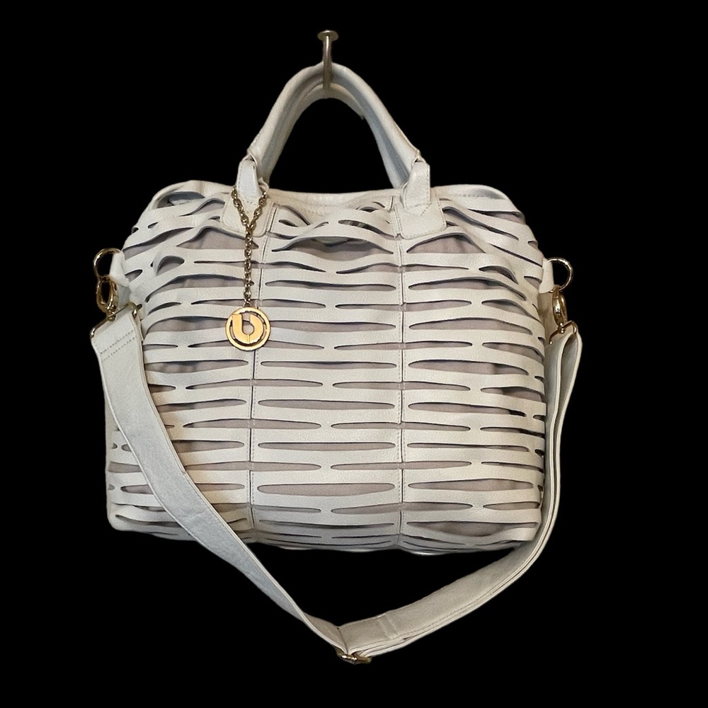 CHARLES JOURDAN PARIS Soft White Leather Tote/Crossbody/Shoulder Bag